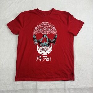 Y2K‎ No Fear Skull Head Red Short Sleeve Graphic Shirt Men's Large